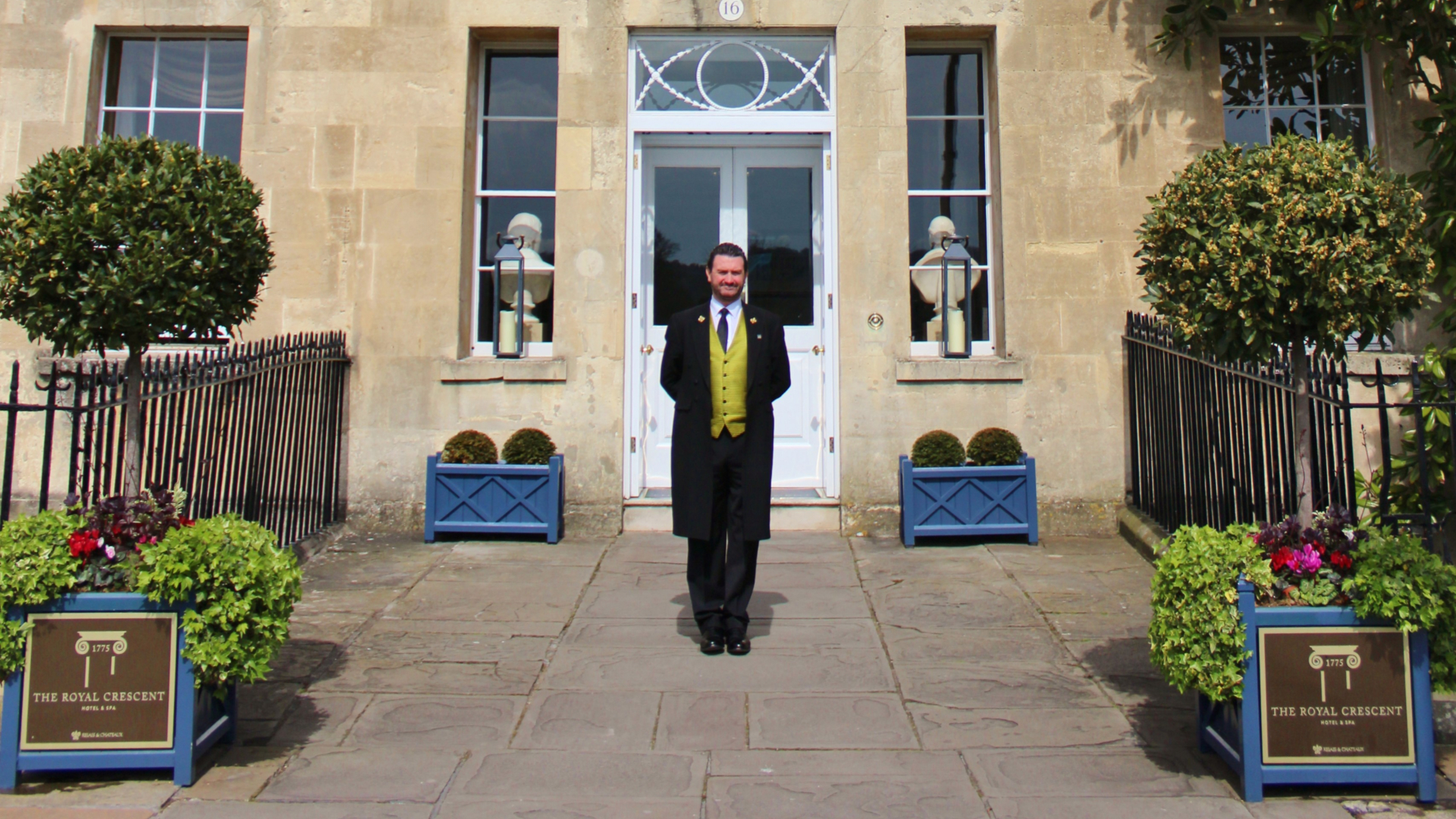 The welcoming entrance at Bath's Royal Crescent Hotel